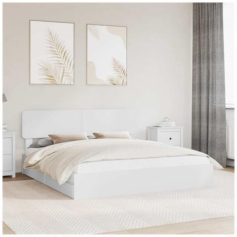 Letto con Contenitore Bianco 180 x 200 cm Legno multistrato - Foto 2