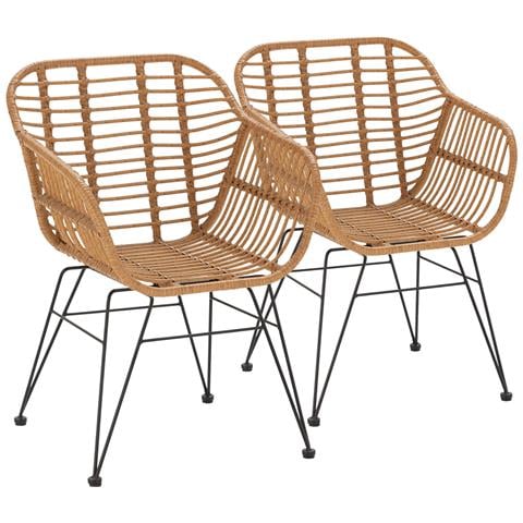 Set Di 2 Sedie Da Pranzo O Da Giardino Elda Ratan /nero - Foto 1