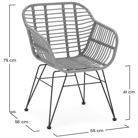 Set Di 2 Sedie Da Pranzo O Da Giardino Elda Ratan /nero - Foto 7