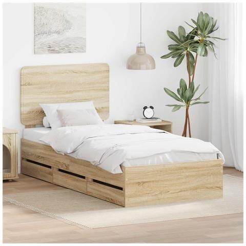 Struttura del letto con cassetto Rovere Sonoma 75 x 190 cm - Foto 2
