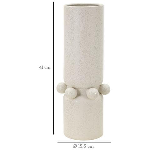 Vaso Bubbles In Ceramica Crema Con Sfere Decorative 15,5x41 Cm - Foto 6