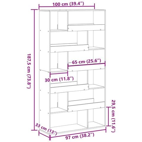 Divisorio Stanza Legno Antico 100x33x187,5 cm in Truciolato - Foto 9