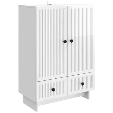 Credenza Bianco Lucido 66 x 34,5 x 95 cm Legno ingegnerizzato - Foto 1