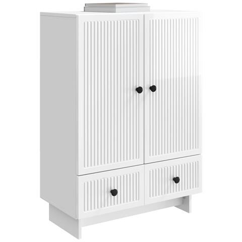 Credenza Bianco Lucido 66 x 34,5 x 95 cm Legno ingegnerizzato - Foto 2