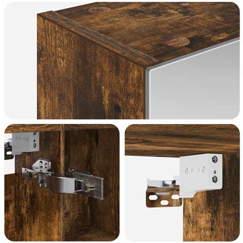 Mobiletto per specchio da bagno Rovere fumé 50 x 14,5 x 70 cm - Foto 9