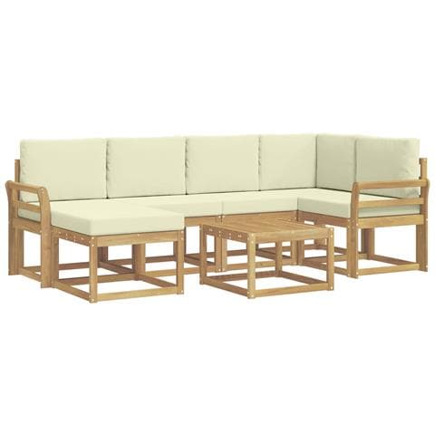 Set di divani da esterno con cuscino 7 pcs Bianco e Crema - Foto 1