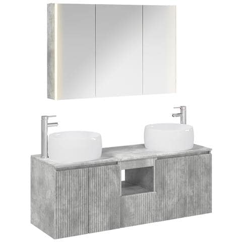 Set di Armadi da Bagno 4 pcs Grigio Cemento - Foto 1