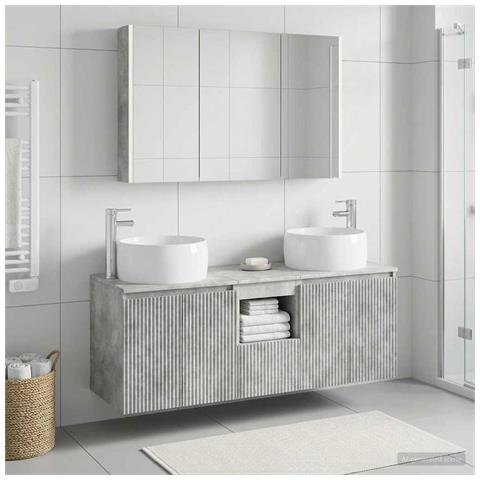 Set di Armadi da Bagno 4 pcs Grigio Cemento - Foto 2