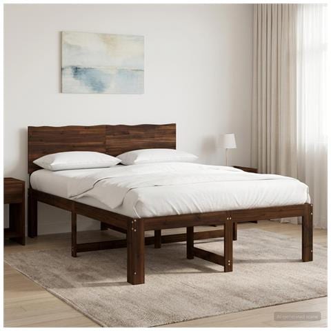 Letto matrimoniale con testiera ROSTOCK Marrone Scuro - Foto 2