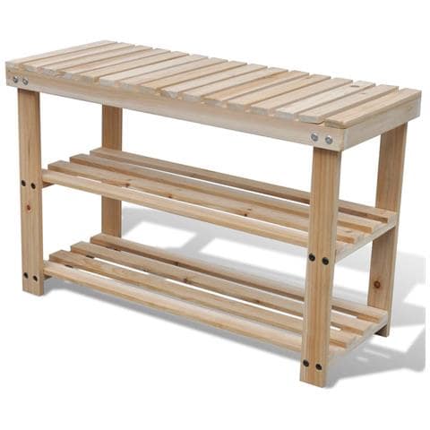 Scarpiera 2 in 1 con Panca in Legno Massello di Abete - Foto 1