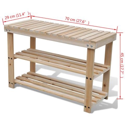 Scarpiera 2 in 1 con Panca in Legno Massello di Abete - Foto 3