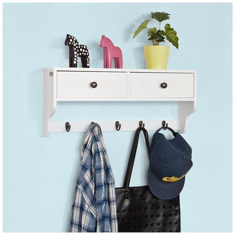 Portachiavi Da Parete, Appendiabiti A Muro, Bianco, l60cm, frg178-w - Foto 1