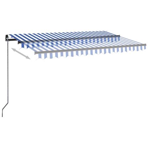 Tenda da Sole Retrattile Manuale con LED 400x300cm Blu e Bianco - Foto 7