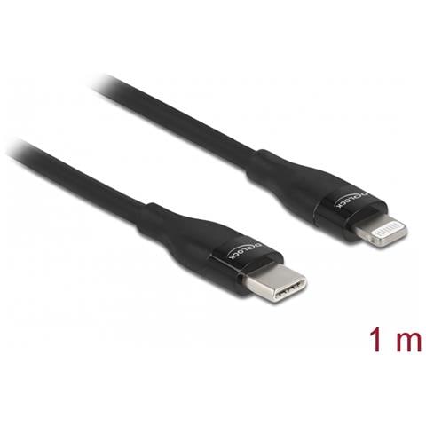 Cavo dati e cavo di ricarica USB Type-C per Lightning per iPhone, iPad e iPod da nero 1 m MFi - Foto 2