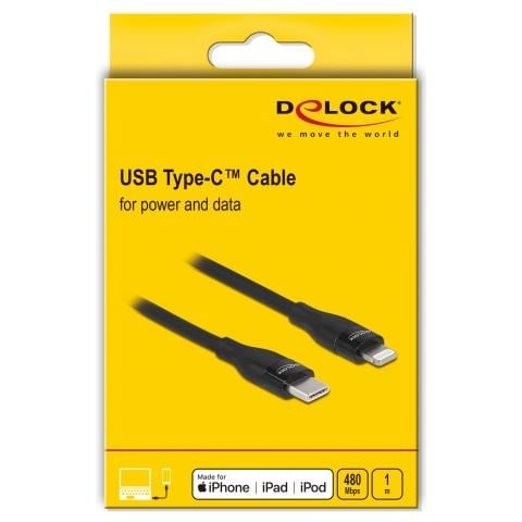 Cavo dati e cavo di ricarica USB Type-C per Lightning per iPhone, iPad e iPod da nero 1 m MFi - Foto 3