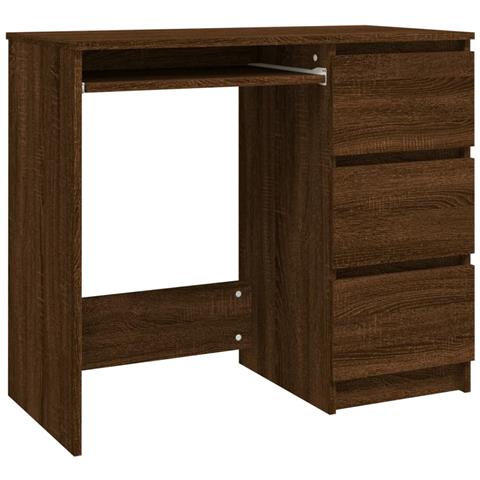 VidaXL Scrivania In Legno E Acciaio – Effetto Rovere Marrone, 100x45x76 Cm, Robust Con Piedini In Metallo, Per Ufficio, Camera Da Letto, Dormitorio - copertina