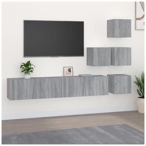 Mobile Porta Tv A Parete Grigio Sonoma In Legno Multistrato - Foto 11