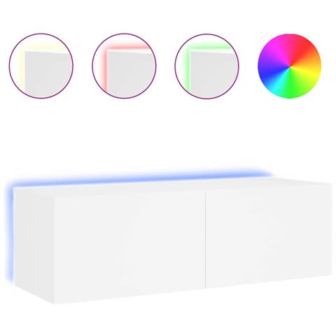 Mobile Tv A Parete Con Luci Led Bianco 100x35x31 Cm - Foto 2