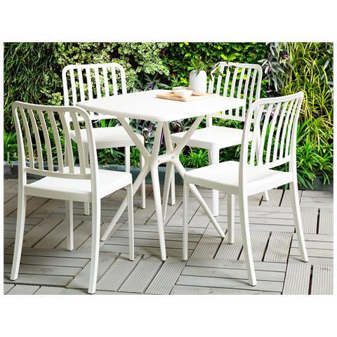 Set Di 4 Sedie Da Giardino Bianco Sersale - Foto 1