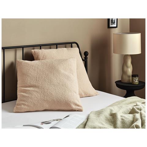 Set Di 2 Cuscini Leuzea Bouclé 60 X 60 Cm Beige Sabbia Tinta Unita - Foto 1