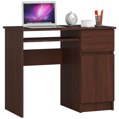 Scrivania per computer PIKSEL destro, 1 anta e 1 cassetto, 90x50x77 cm, Colore Weng? - Foto 1