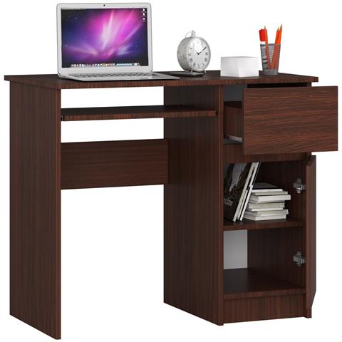 Scrivania per computer PIKSEL destro, 1 anta e 1 cassetto, 90x50x77 cm, Colore Weng? - Foto 2