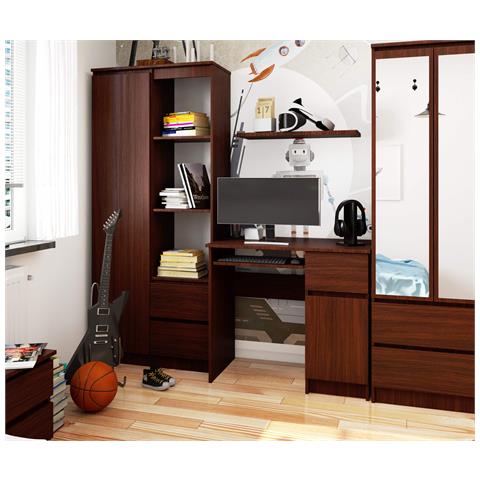 Scrivania per computer PIKSEL destro, 1 anta e 1 cassetto, 90x50x77 cm, Colore Weng? - Foto 6