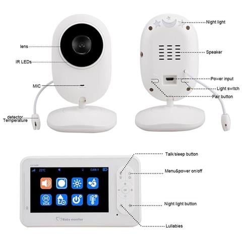 Baby Monitor 4.3" Audio Video Telecamera Sorveglianza Controllo Bambino - Foto 2