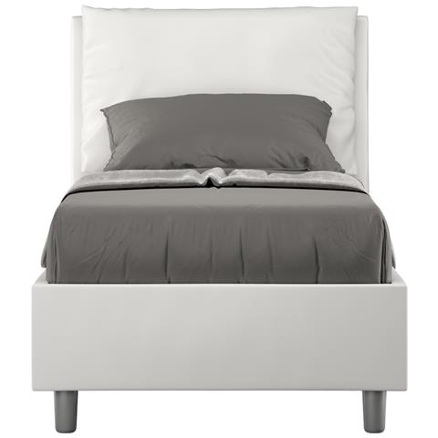 Letto Contenitore Imbottito 80x200 Similpelle Bianco Antea - Foto 1