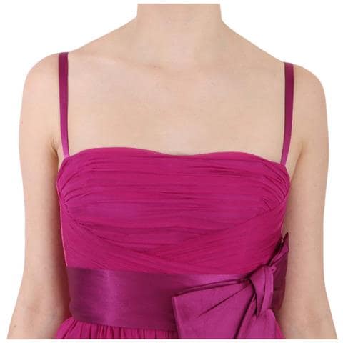 Abito Senza Maniche In Seta Con Fiocco Rosa Fucsia - It38-xs - Foto 5