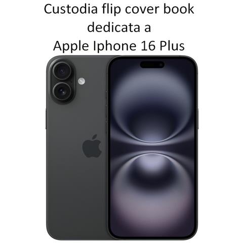 Custodia A Libro Book Cover Case Per Apple Iphone 16 Plus Black - Foto 2