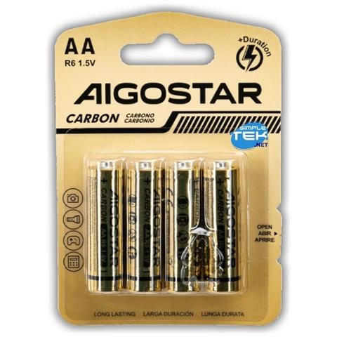 4 X Batterie Aa R6 1.5v Non Ricaricabili Stilo Carbonio Lr6 Batteria Pile - Foto 2