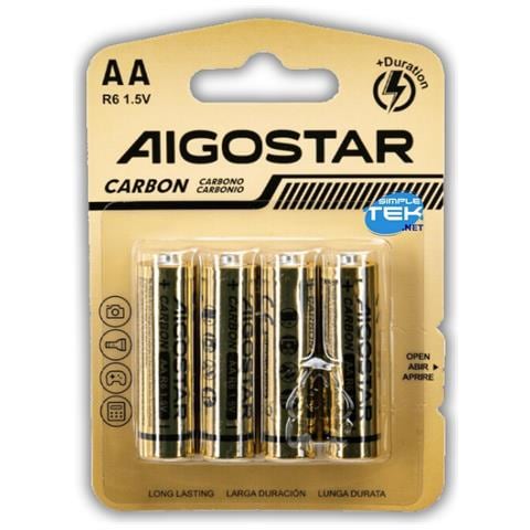 4 X Batterie Aa R6 1.5v Non Ricaricabili Stilo Carbonio Lr6 Batteria Pile - Foto 1