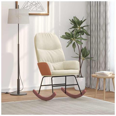 Sedia a Dondolo in Velluto Crema Bianco - Foto 1