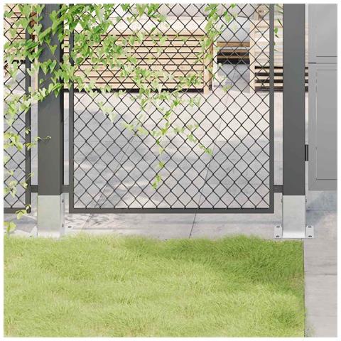 Basi per Pali Quadrate 12 pz Argento 81x81 mm Acciaio Zincato - Foto 1