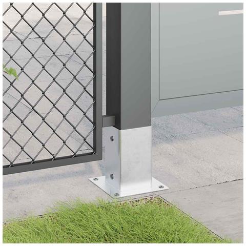 Basi per Pali Quadrate 12 pz Argento 81x81 mm Acciaio Zincato - Foto 2