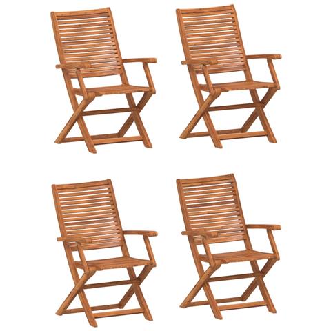 Sedie Giardino Pieghevoli 4 Pz 57x66x95cm Legno Massello Acacia - Foto 2