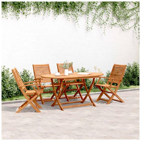 Sedie Giardino Pieghevoli 4 Pz 57x66x95cm Legno Massello Acacia - Foto 1