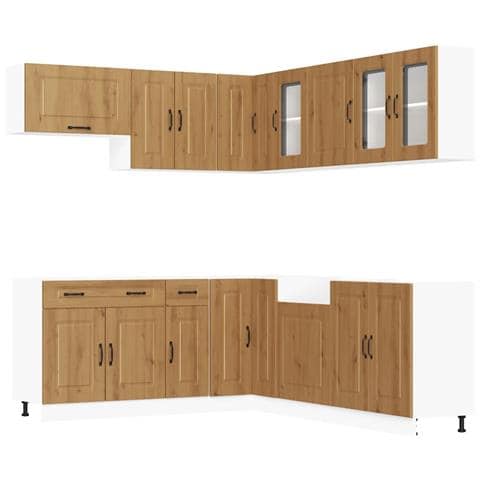 Set Mobili Da Cucina 11 Pz Kalmar Rovere Artigianale Truciolato - Foto 2