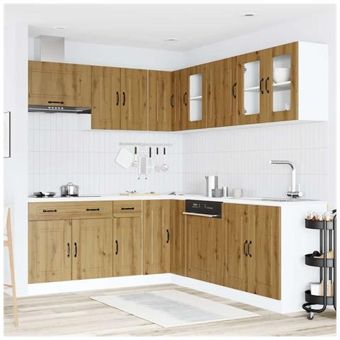 Set Mobili Da Cucina 11 Pz Kalmar Rovere Artigianale Truciolato - Foto 3