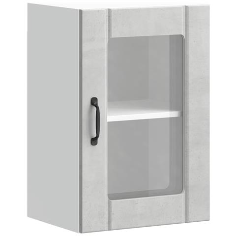 Pensile Da Cucina Con Porta In Vetro Lucca Grigio Cemento - Foto 2