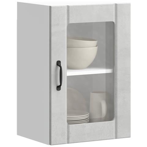 Pensile Da Cucina Con Porta In Vetro Lucca Grigio Cemento - Foto 1