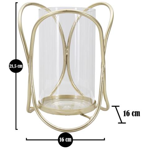 Portacandela Mf350 - Oro - Metallo - 16x16x21,5 Cm - Foto 6
