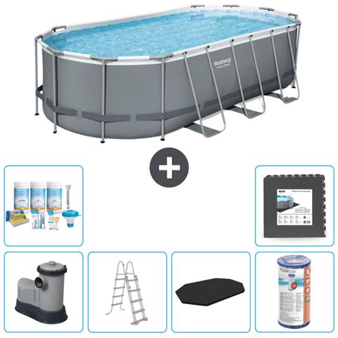 Piscina Fuori Terra - Ovale - 549x274x122 Cm - Grigio - Include Accessori Coordinati Cb31 - Foto 1