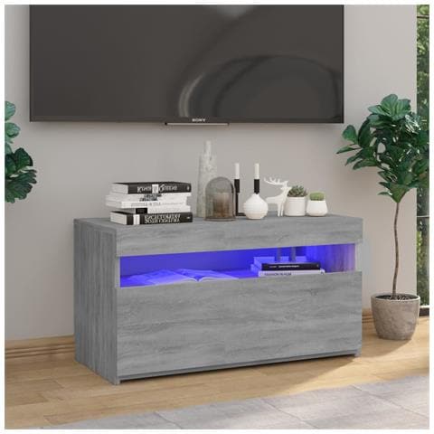 Mobile Porta Tv Con Luci Led Grigio Sonoma 75x35x40 Cm - Foto 8
