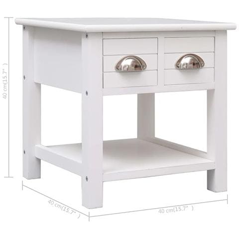 Lusso Casadino -  Tavolino Laterale Bianco 40x40x40 Cm In Legno Di Paulownia - Foto 8