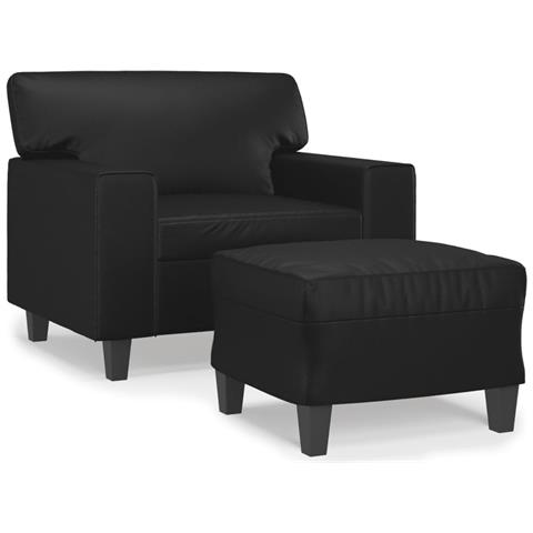 Poltrona con Poggiapiedi Nero 60 cm in Similpelle - Foto 1