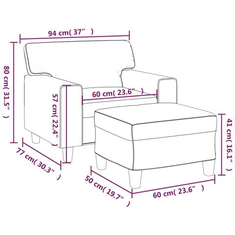 Poltrona con Poggiapiedi Nero 60 cm in Similpelle - Foto 7