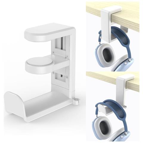 Supporto Per Cuffie Con Morsetto Da Scrivania, Supporto Per Cuffie Rotante A 360° White - Foto 2