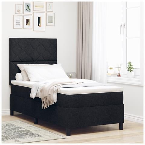 Letto con rete con materasso nero singolo in tessuto - Foto 2